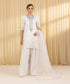 Unstitched Women's Off White Raw Silk 3 Piece Suit